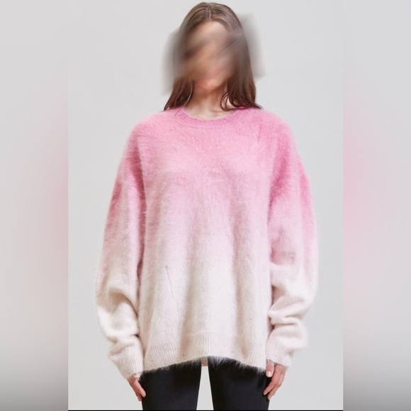 R13 Japanese Brushed Cashmere Dip Dyed Sweater - Pink Ombre. Size Medium $1855 - Picture 2 of 13